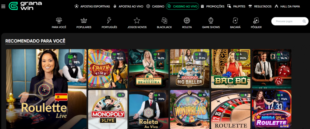 Cassino ao vivo granawin